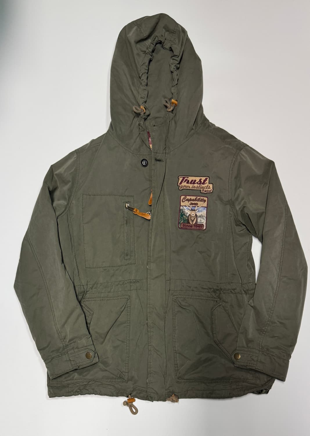 지프 Jeep 뒷 프린팅 후드 야상 자켓 L 상품이미지1