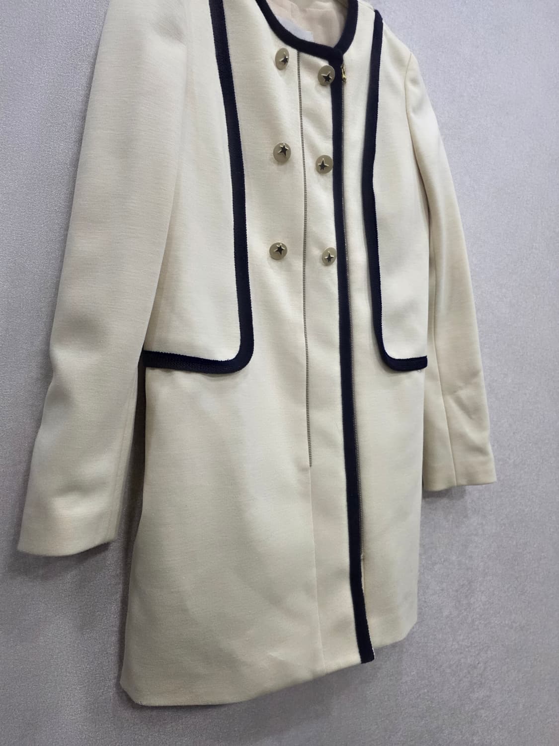 한섬 SJ SJ 배색 더블 버튼 원피스 코트 상품이미지2