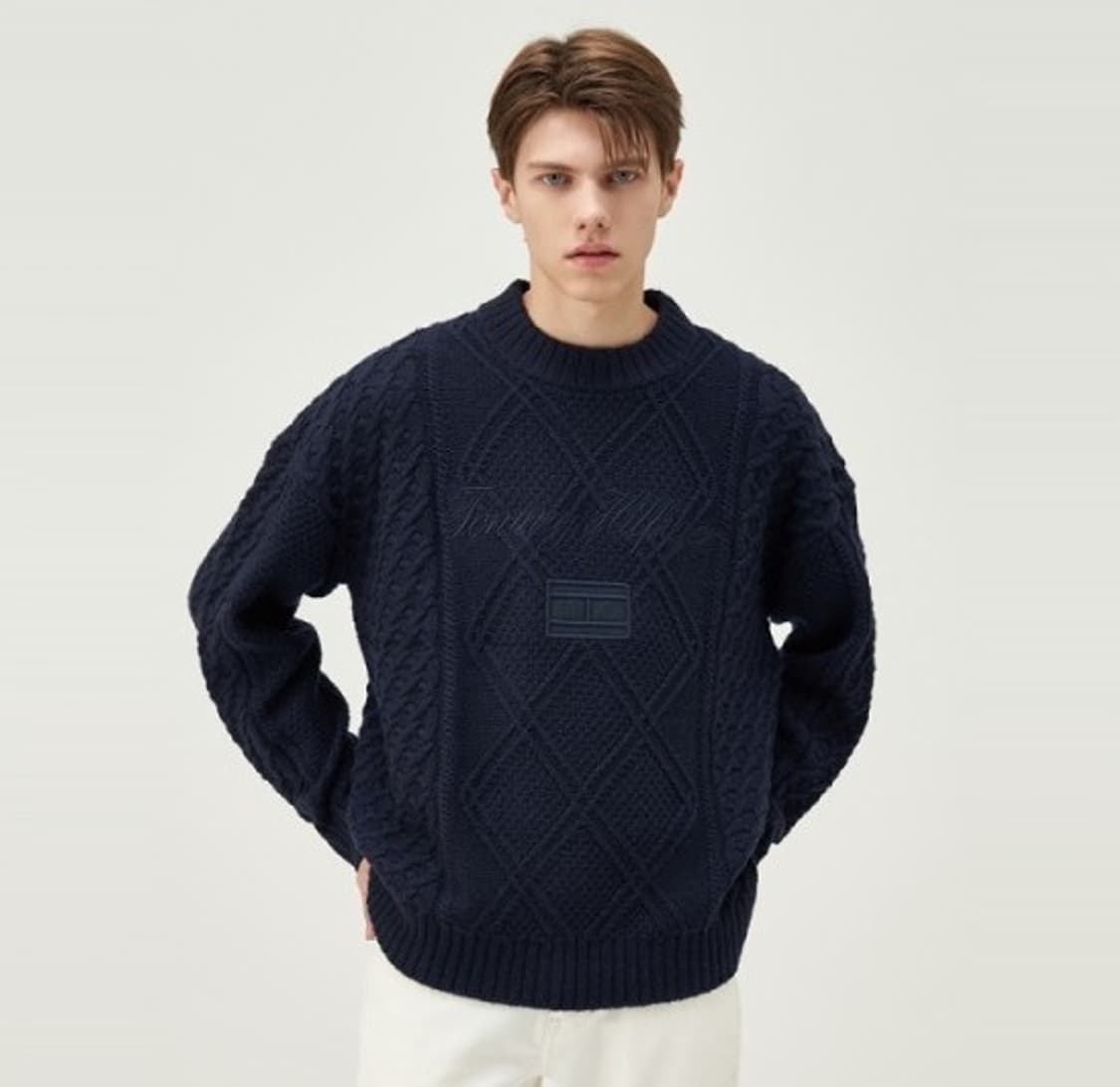 타미힐피거 남성 케이블 니트 네이비 상품이미지5