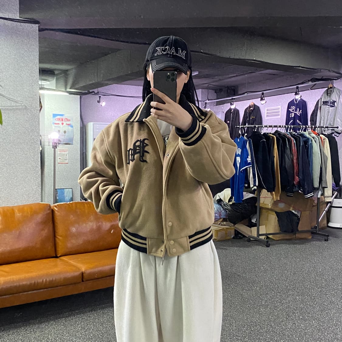 파르티멘토 자수 스몰 로고 모직 바시티 자켓 B3055 상품이미지1