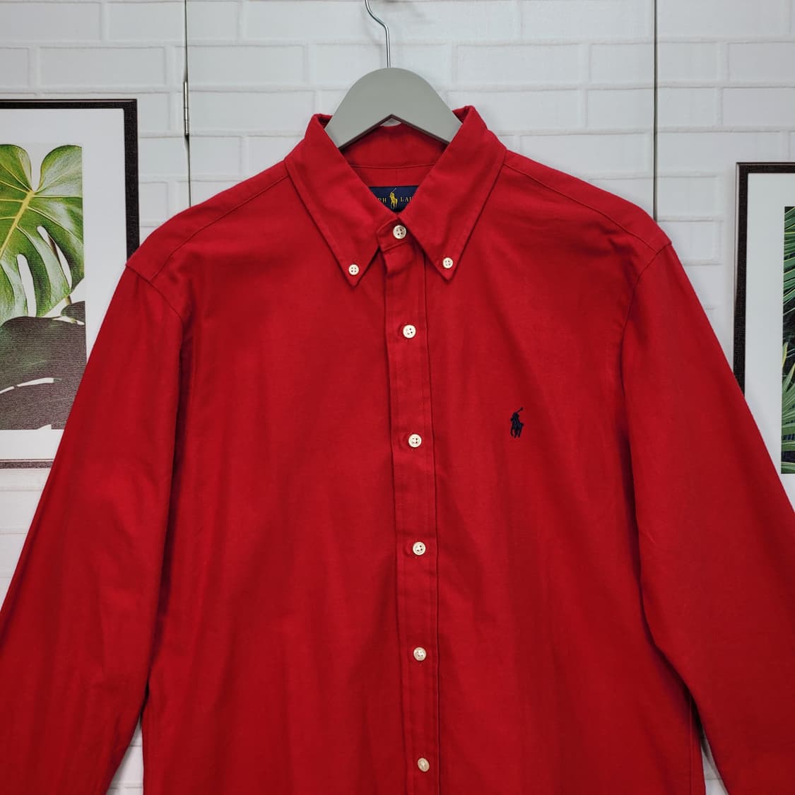 폴로랄프로렌 QR 인증 레드 클래식 셔츠 남방 M사이즈 새상품급 상품이미지2