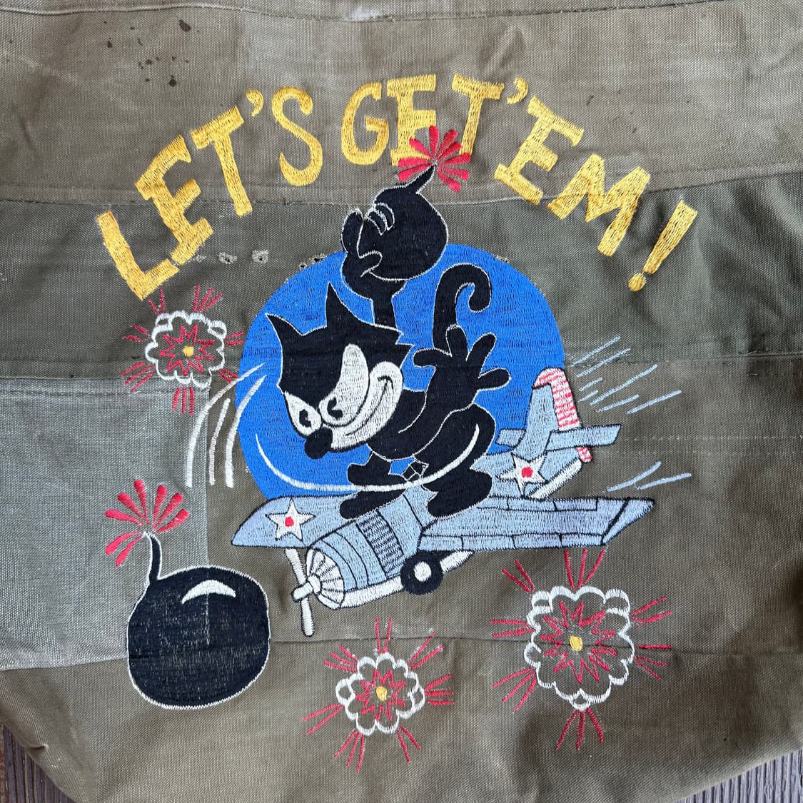 펠릭스 더 캣 빈티지 카키색 토트백 상품이미지2