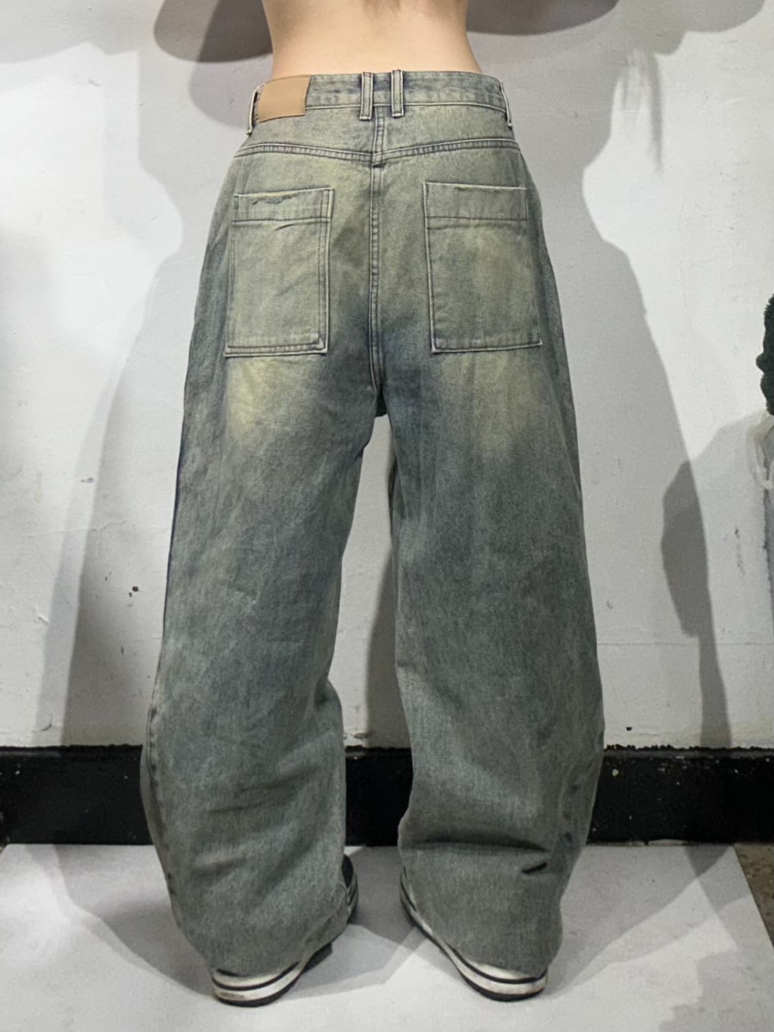빈티지 중청 워싱 와이드 벌룬 데님 팬츠  상품이미지3