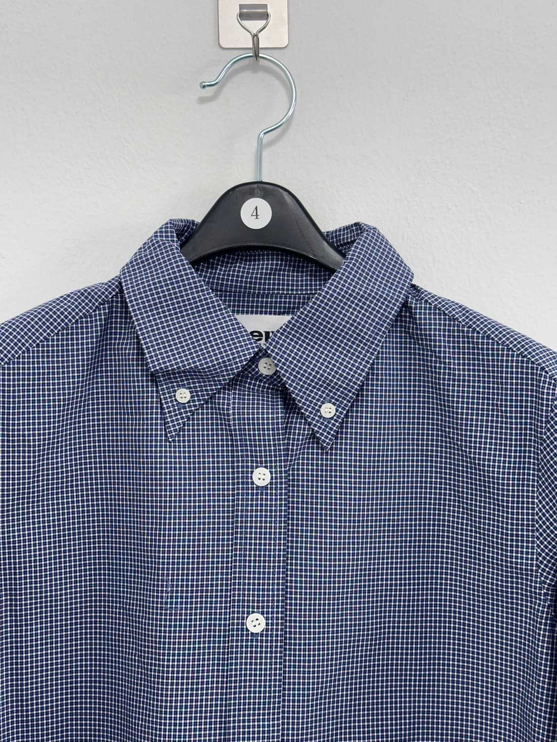 thema check shirts navy 상품이미지3