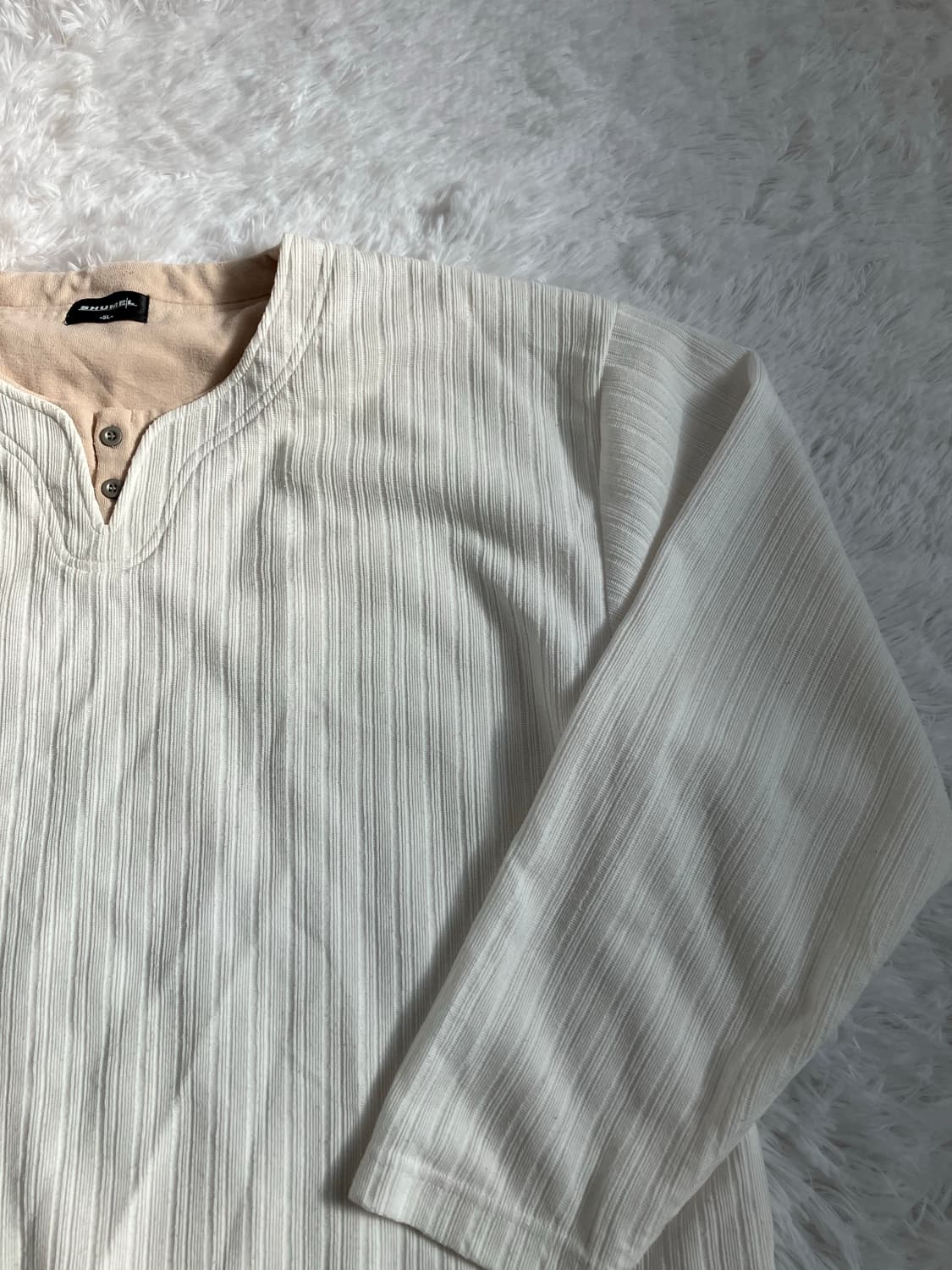 5xL 화이트 레이어드 스트라이프 긴팔 y2k 스트릿 갸루 펑키 일본빈티 상품이미지3