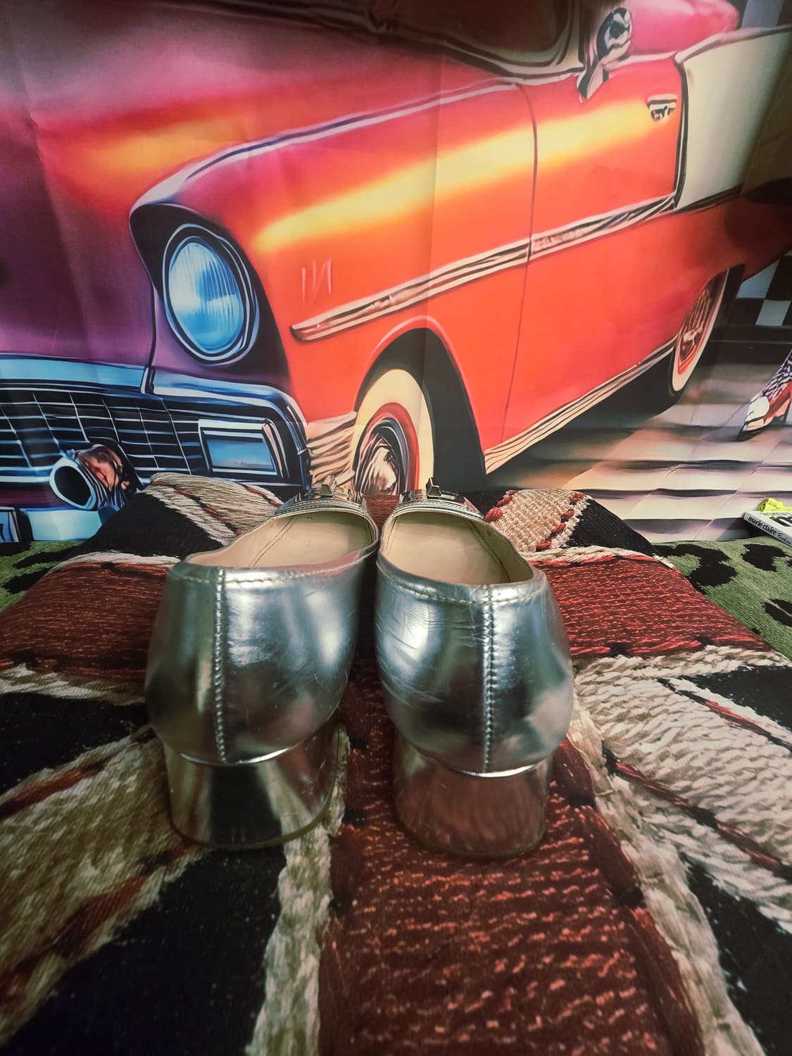 프라다 PRADA 실버 페이턴트 가죽 슬링백 펌프스 상품이미지5