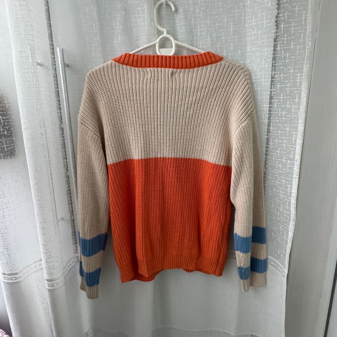 귀여운 니트 가디건 오렌지/아이보리 배색 상품이미지6
