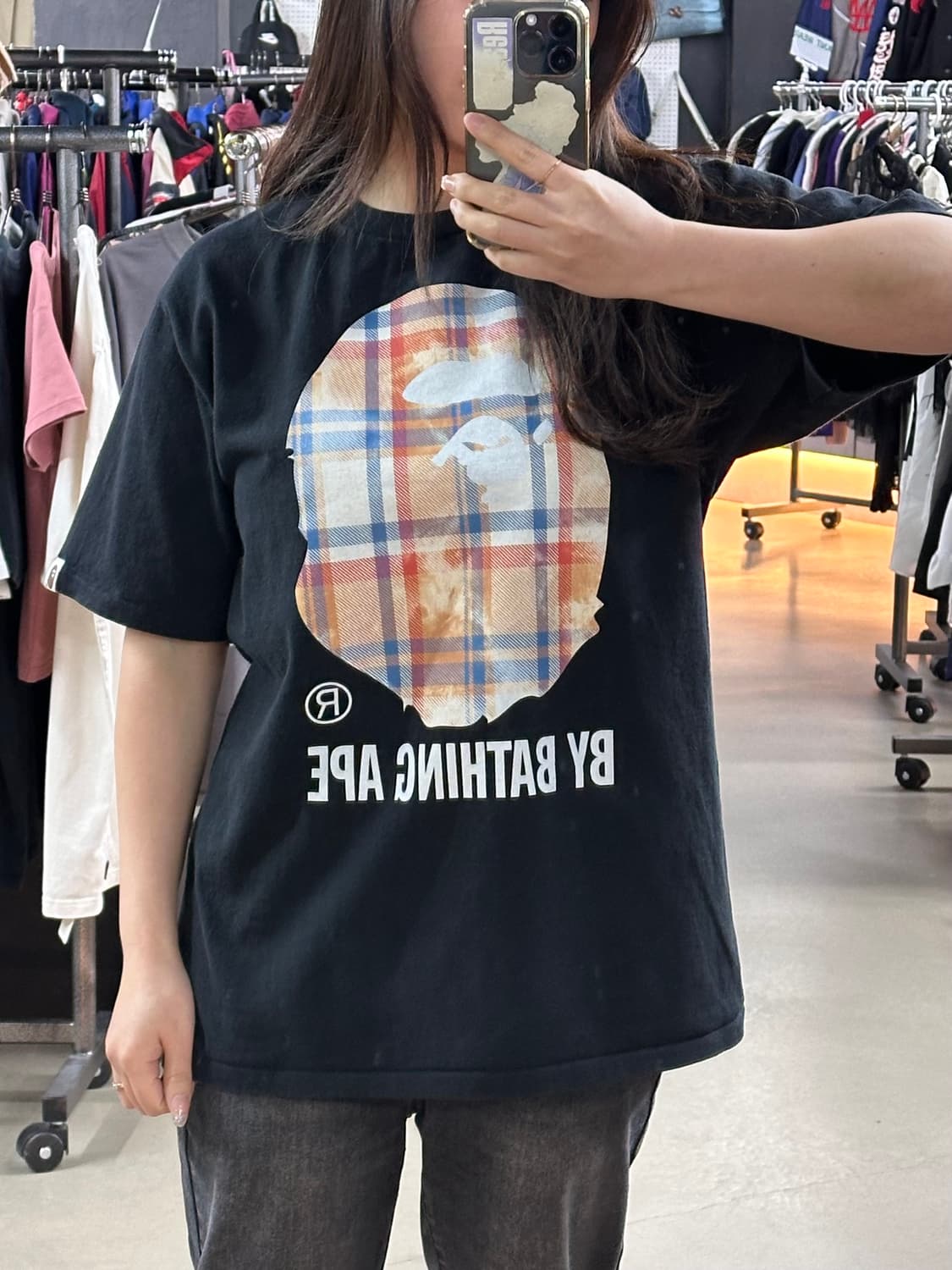 베이프 블리치드 베이프 체크 바이 베이싱 에이프 반팔 상품이미지2