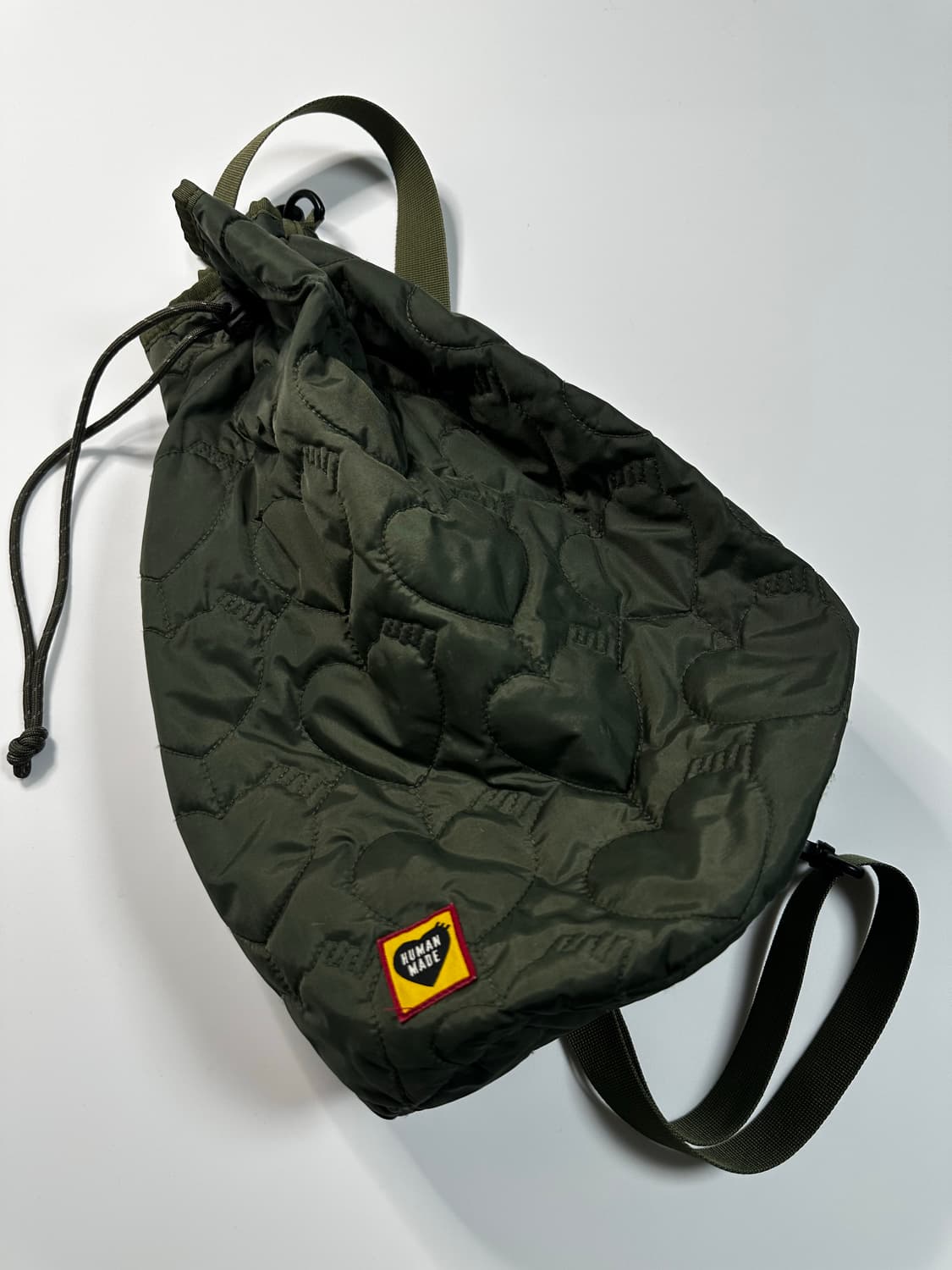 휴먼메이드 하트 퀄팅 본삭 올리브 드랩 상품이미지1