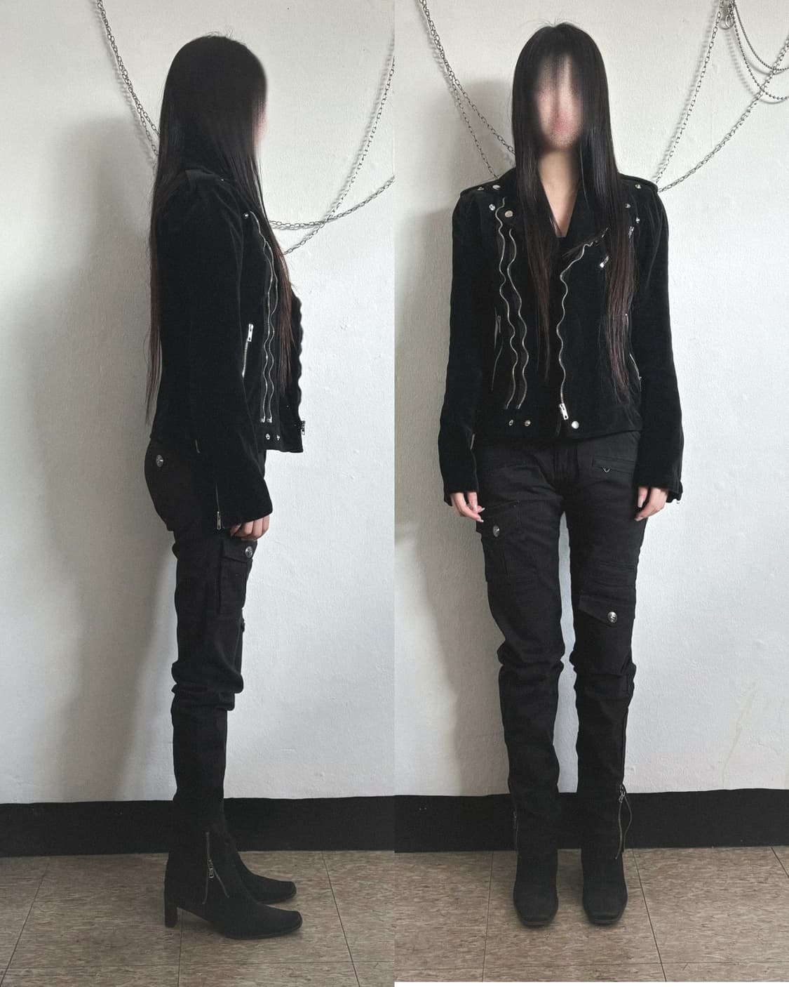 JPN VTG 프리슈렁크 더블지퍼 벨벳 라이더자켓 상품이미지1