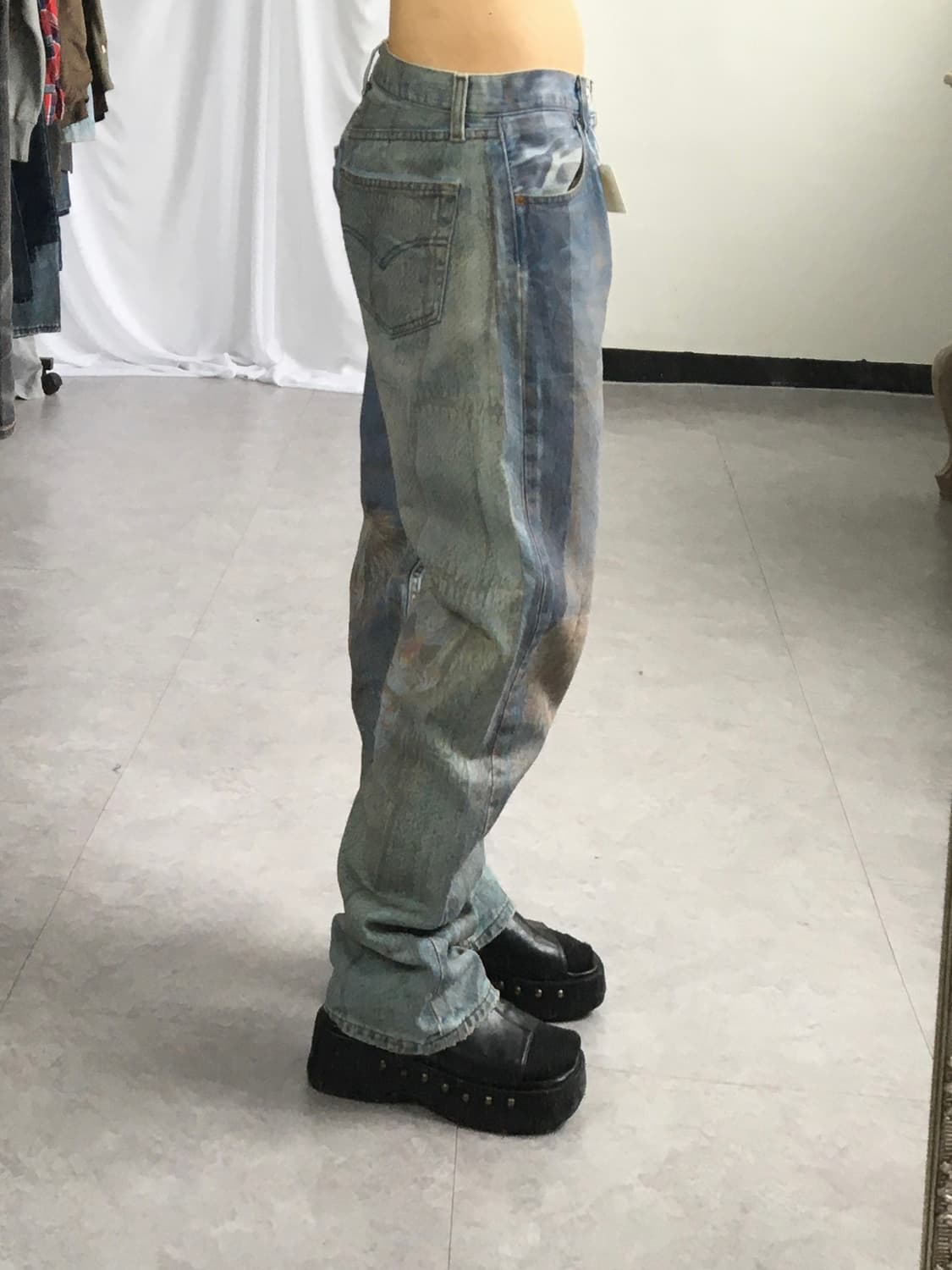 Graphic printing rework denim pants 상품이미지8