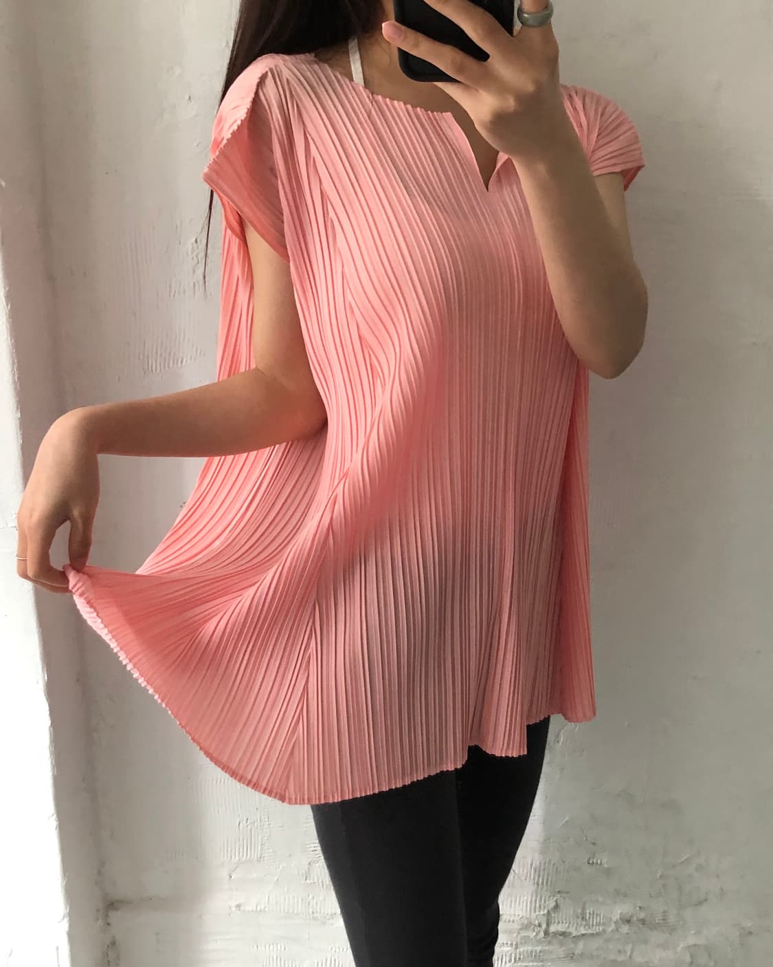 Pleats Please 플리츠플리즈 핑크 컬러 플리츠 슬리브리스 상품이미지1