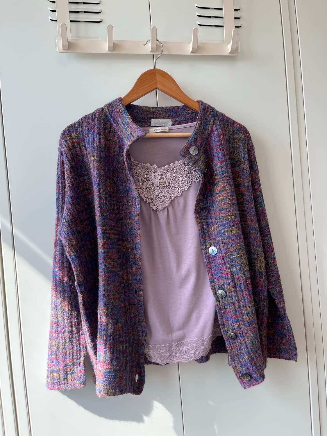 Leaure 무지개 니트 가디건 미사깔 임수정 상품이미지2