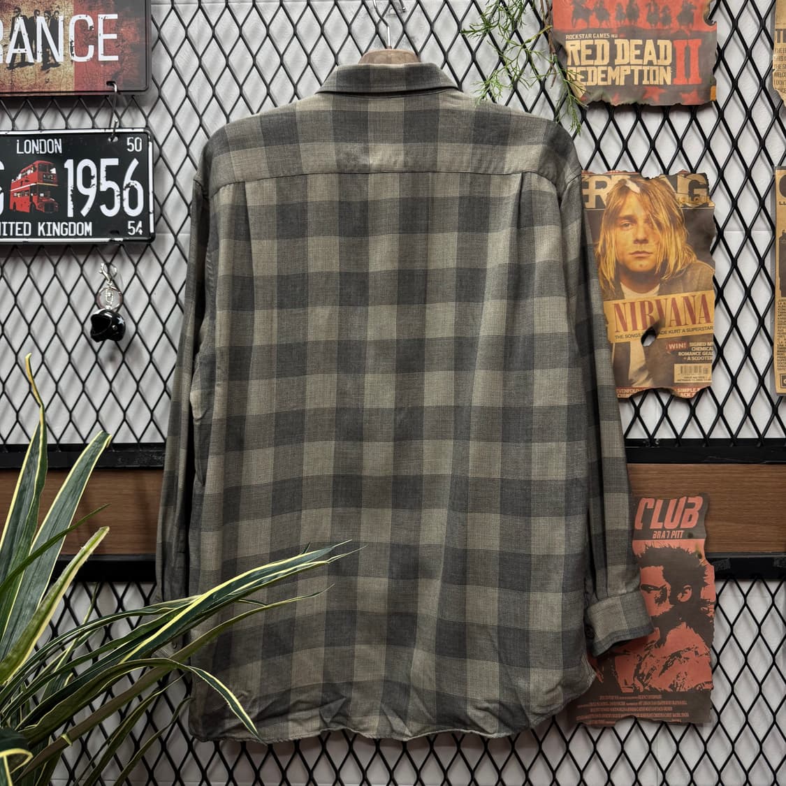 00s 입생로랑 YSL 체크 셔츠 전면 포켓 포인트 그레이 상품이미지2