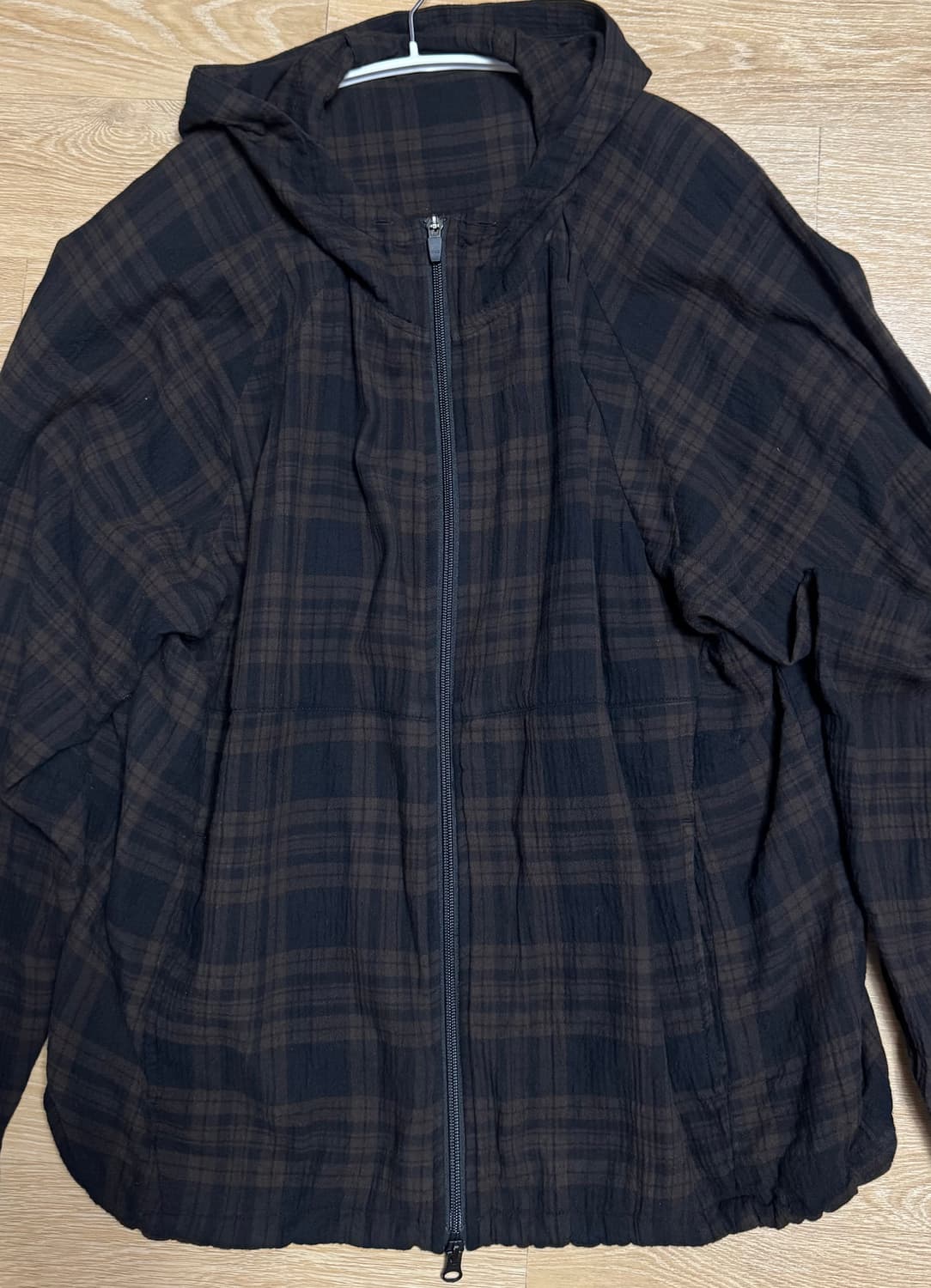 폴리테루 휴먼인덱스 휴먼 체크 후디 파카 브라운 상품이미지2