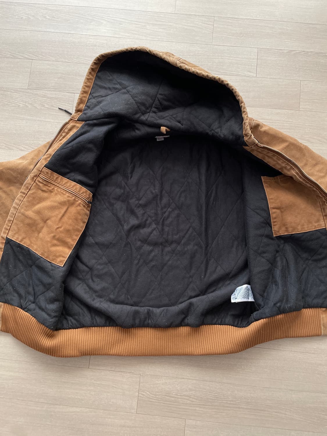 칼하트 j130 BRN 브라운 액티브 자켓 샌드스톤 빈티지 상품이미지7