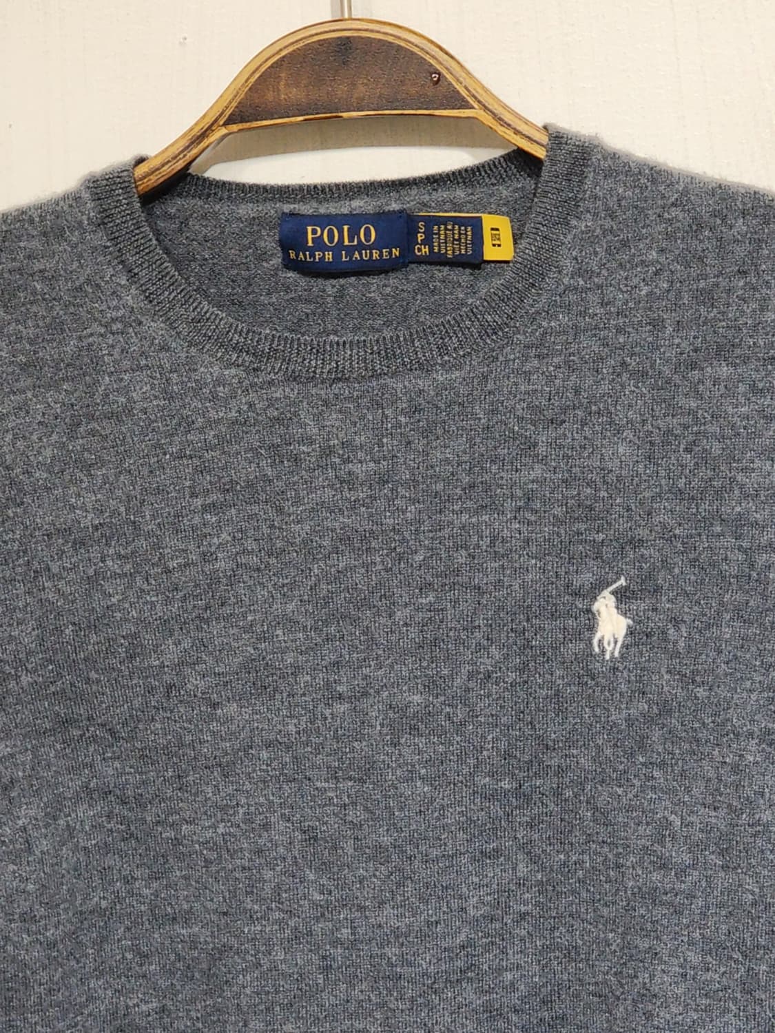 (S) 랄프로렌 폴로 니트 차콜 울스웨터 라운드 슬림핏  상품이미지2