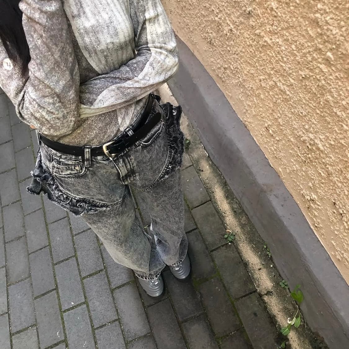 울리카 프릴 흑청 데님 상품이미지2