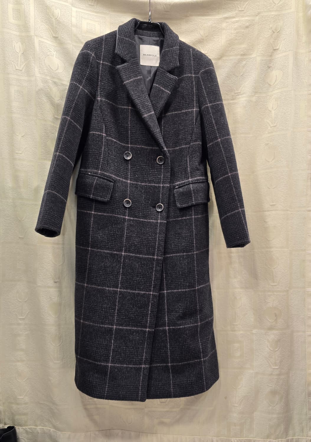 빈폴 체크 모+캐시미어 롱코트 S(55) 상품이미지1