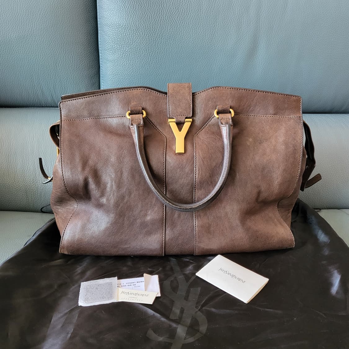 YSL 입생로랑 정품 금장 카바시크백  브라운 빅사이즈 오버사이즈 토트백 상품이미지3