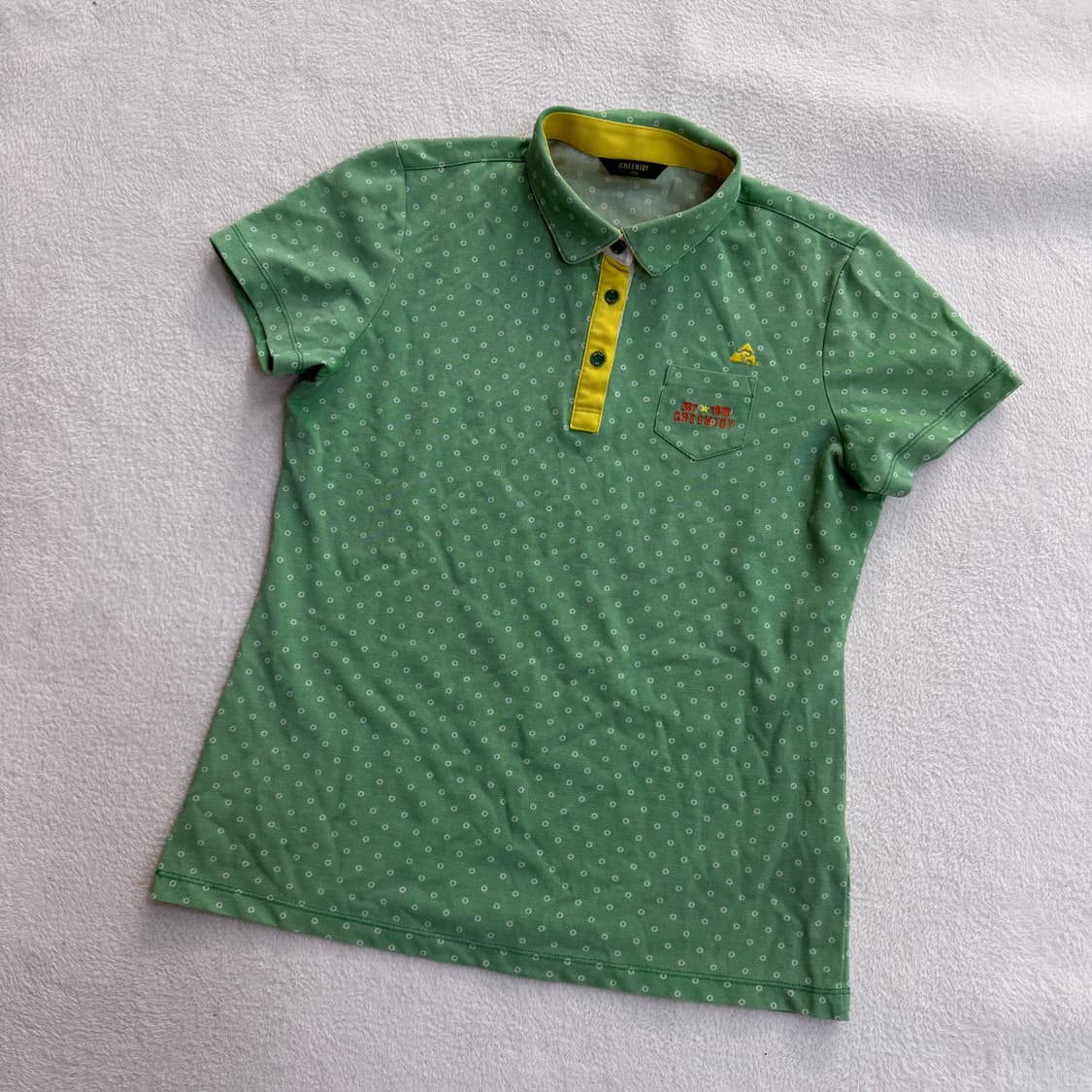 100 그린조이 도트패턴 카라 반팔티 0413T 상품이미지1