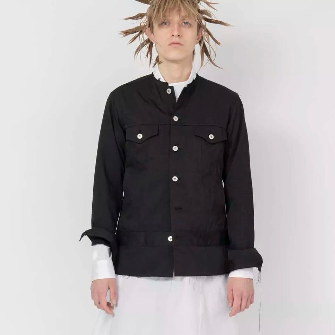 23ss 블랙 꼼데가르송 드릴 카라리스자켓 xl 상품이미지2