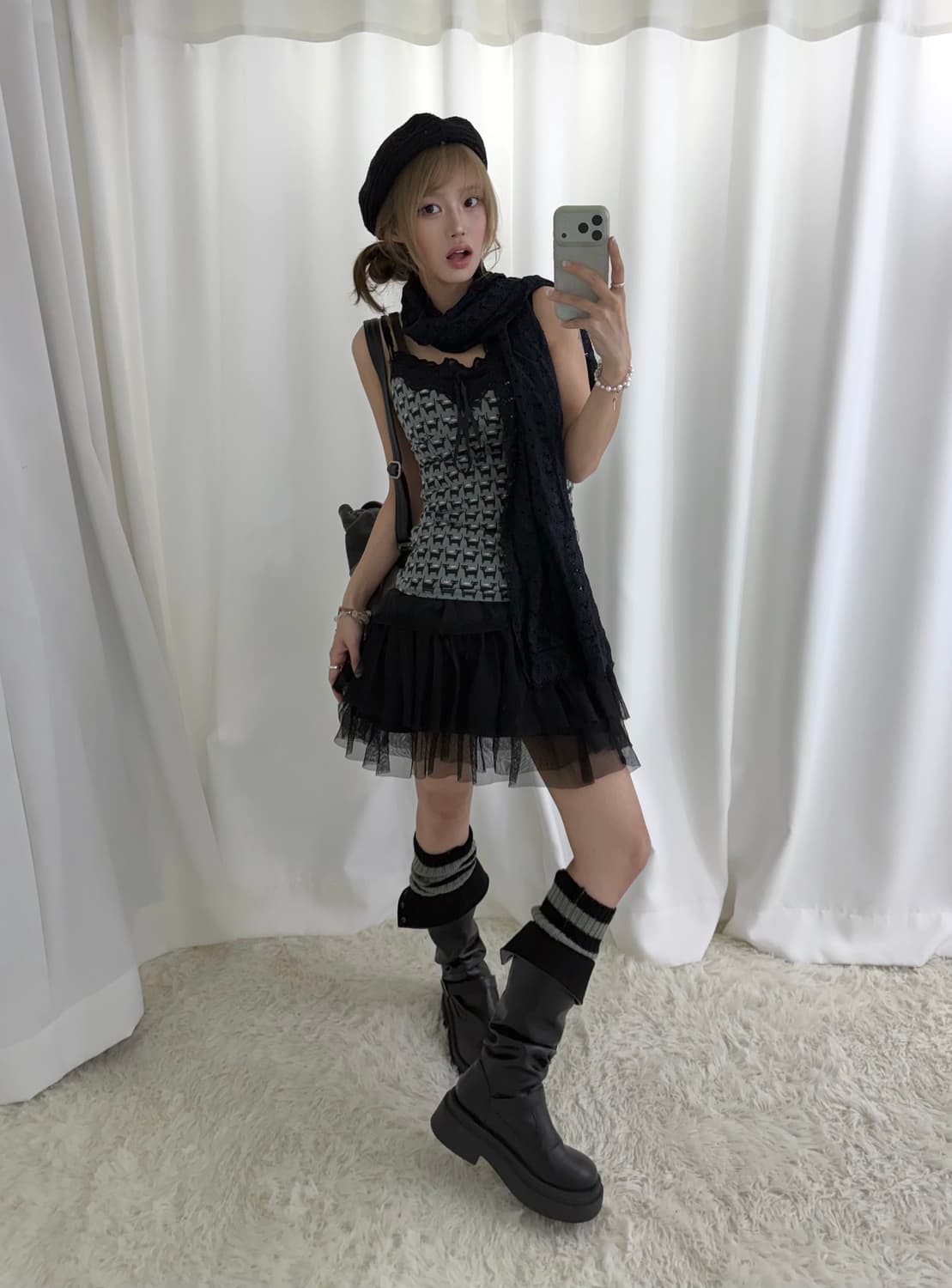 무채색 블랙 네코 페어리 니혼진 레이스 코디세트 상품이미지3