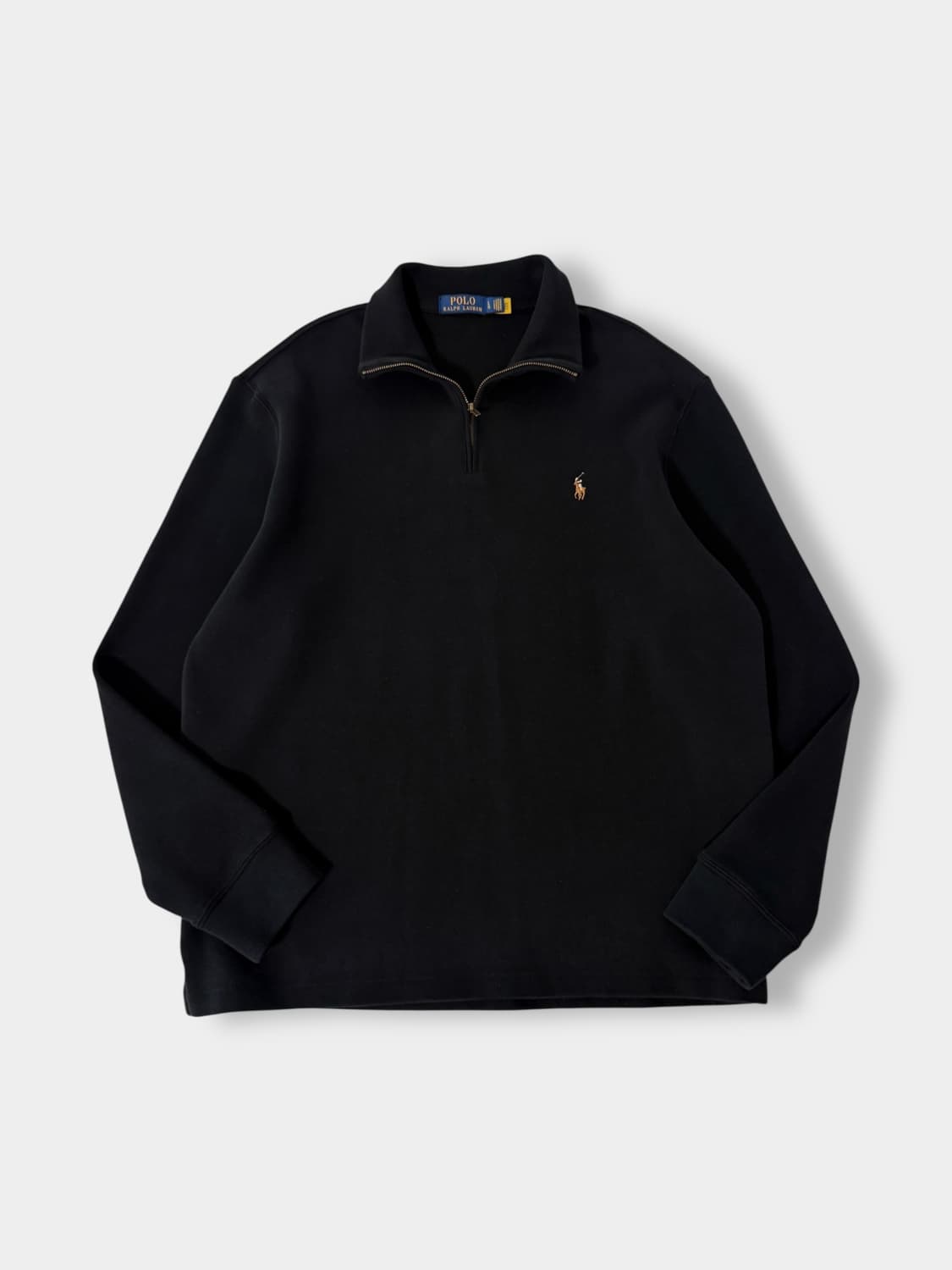 폴로 랄프로렌 루즈핏 신형 QR라벨 블랙 하프집 니트 상품이미지1