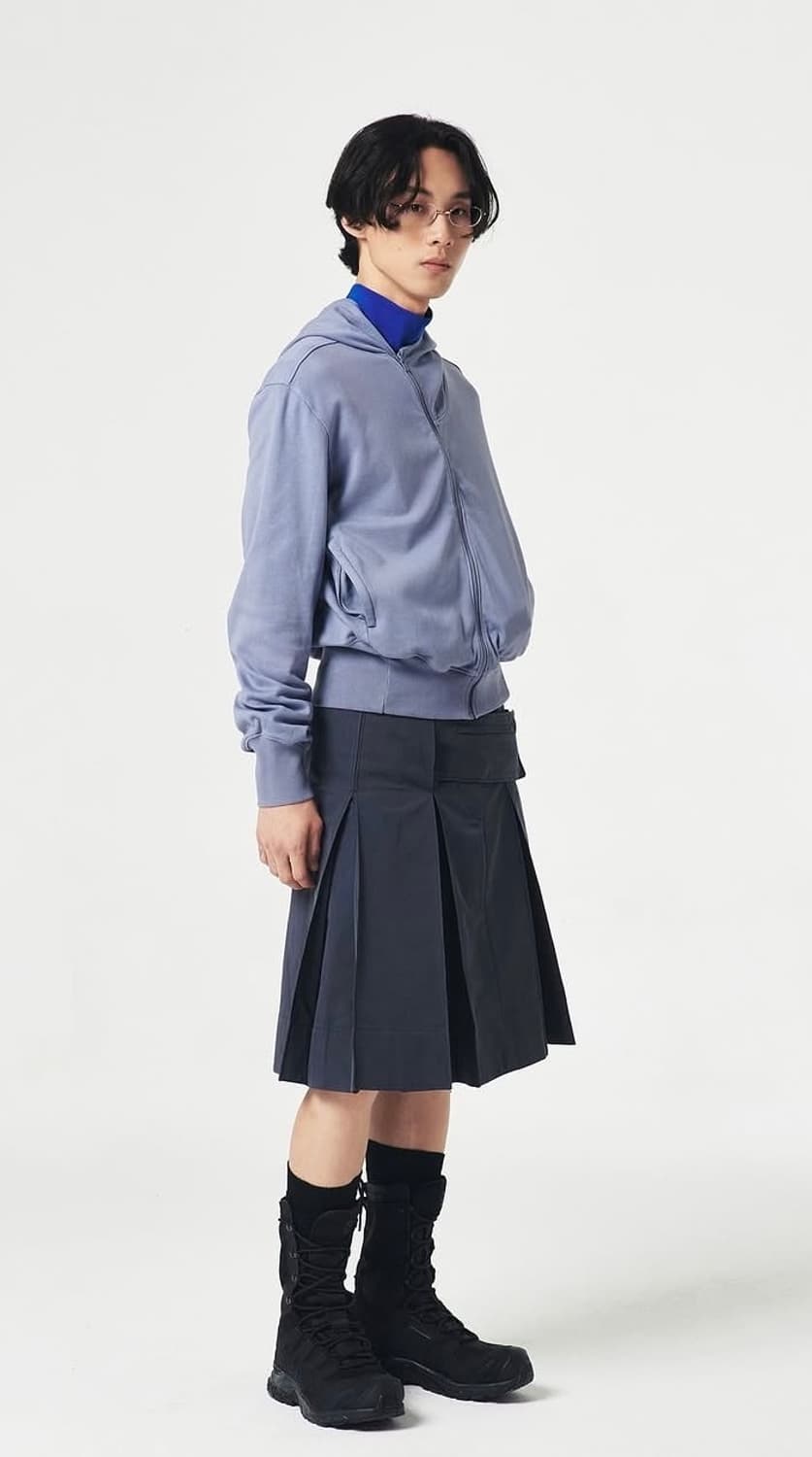 Garment Dyed Curved Hooded Zip Up Grey 상품이미지1