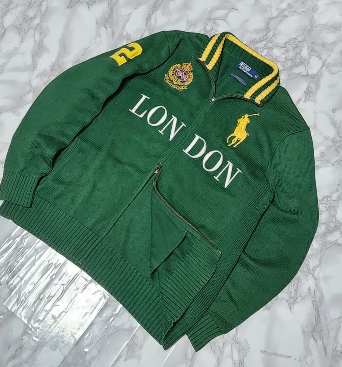 폴로 랄프로렌 빅포니 딥그린 런던 니트 집업 자켓 상품이미지4