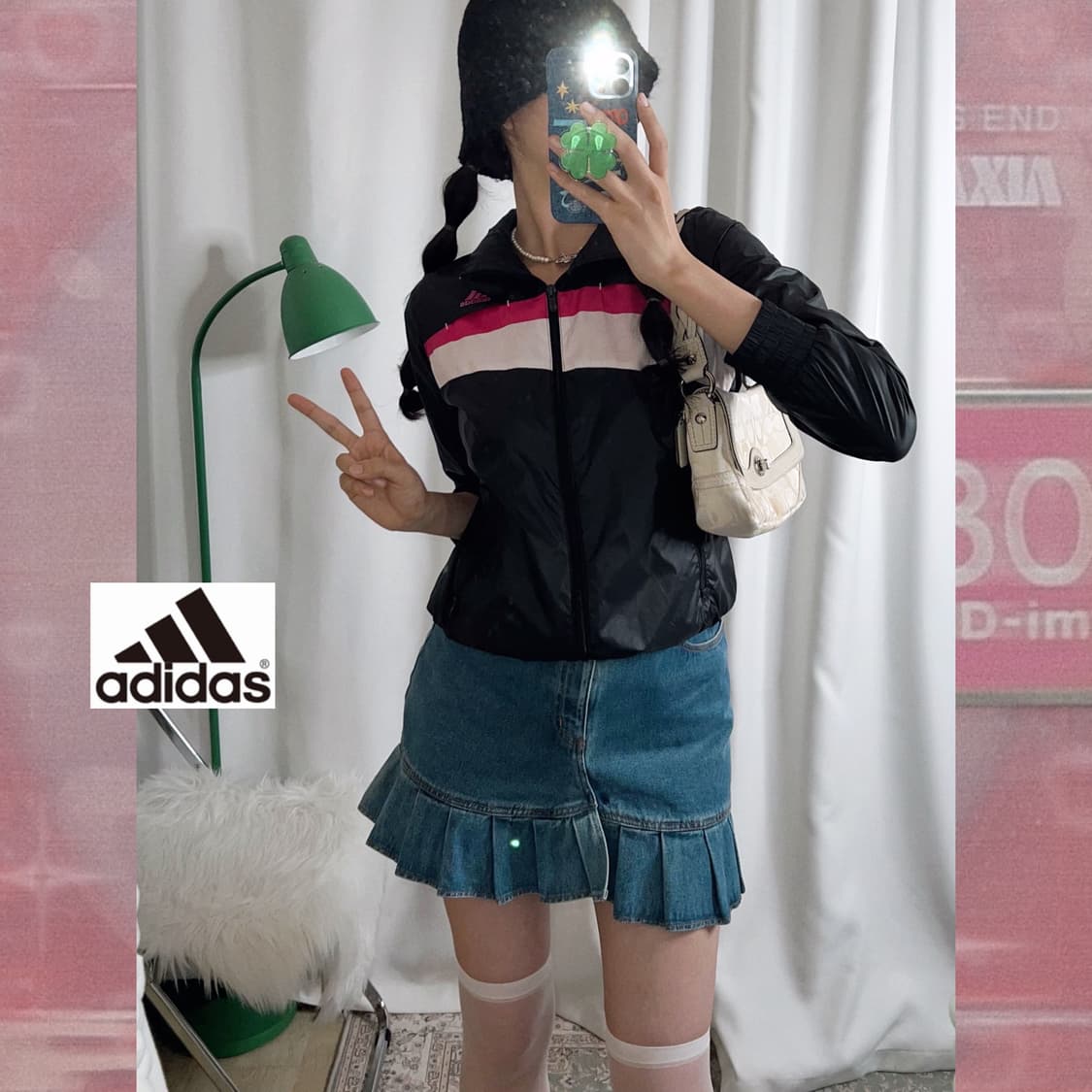 아디다스 블랙 & 핑크 바람막이 자켓 상품이미지6