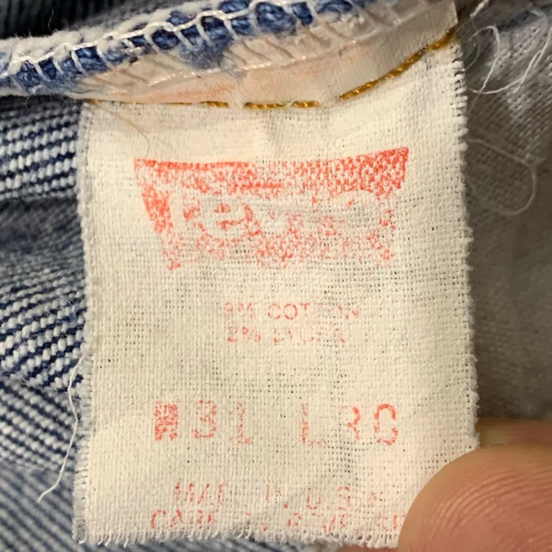 [31] 80's 리바이스 511 오렌지탭 데님팬츠 Made In USA 상품이미지5