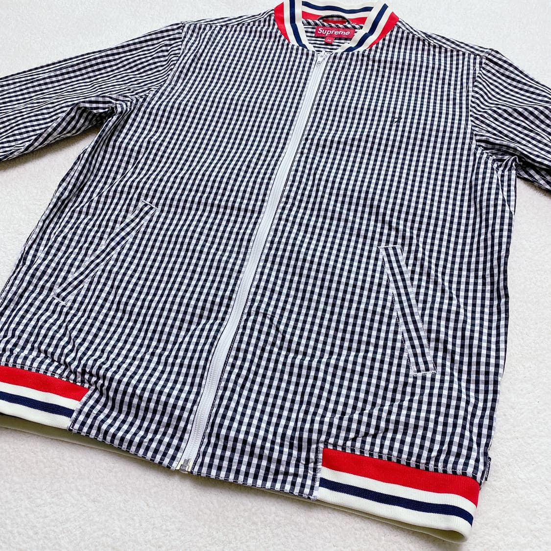 old supreme 슈프림 깅엄체크 블루종 자켓 (M) 상품이미지3