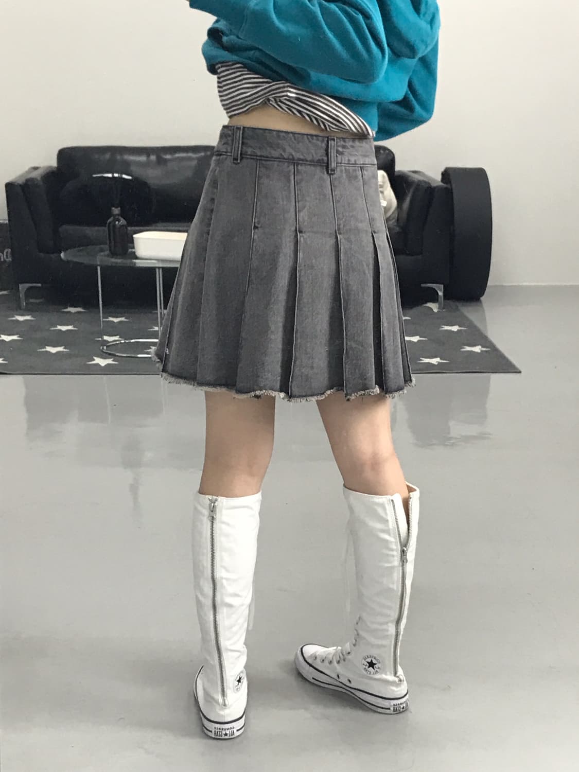Gu Pleated Denim Mini Skirts  상품이미지2
