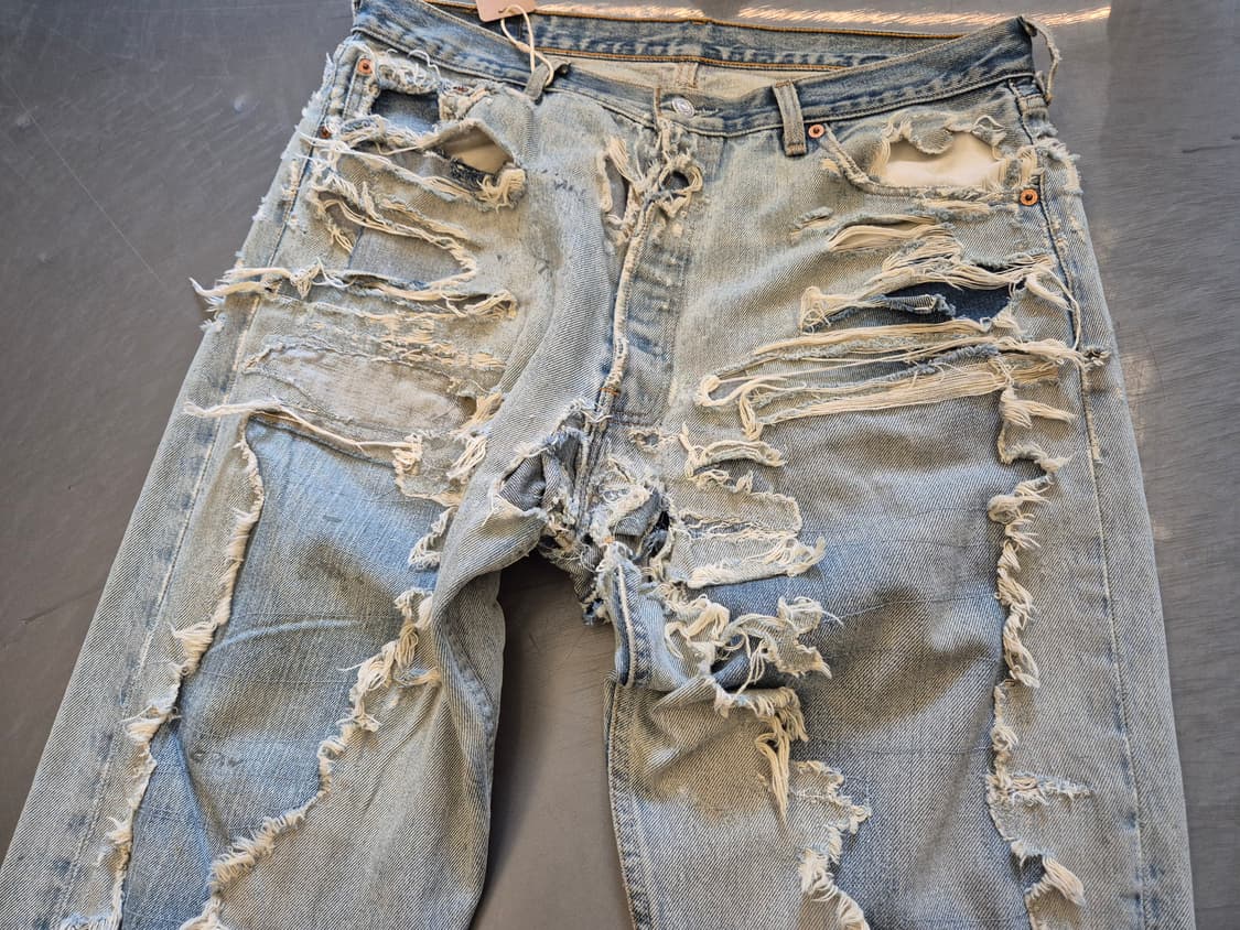 90s 리바이스501 하드 디스트레스드 데님 팬츠 상품이미지5