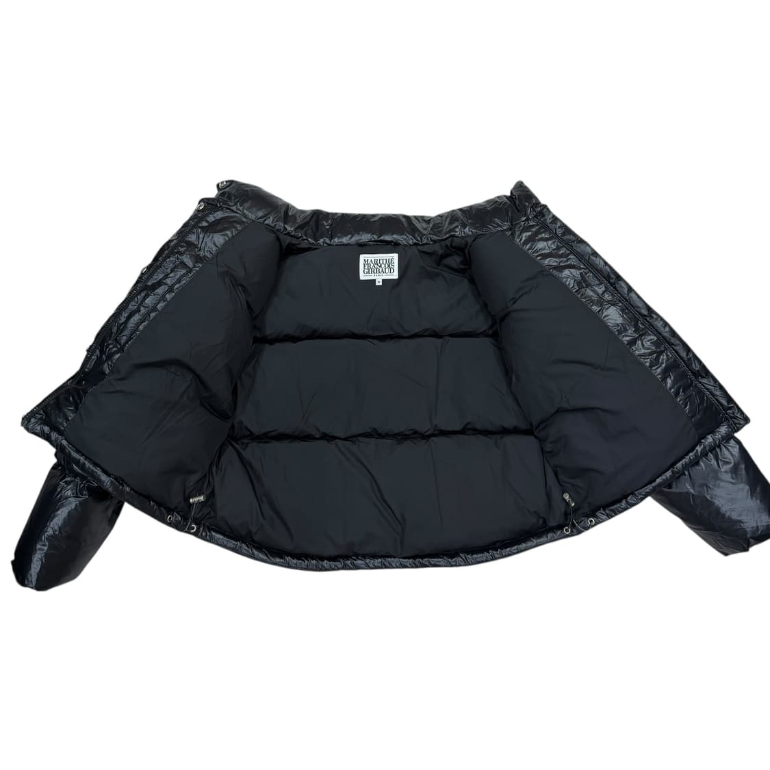 마리떼 프랑소와 저버 서클 로고 덕다운 글로시 크롭 푸퍼 패딩 자켓 블랙 상품이미지5