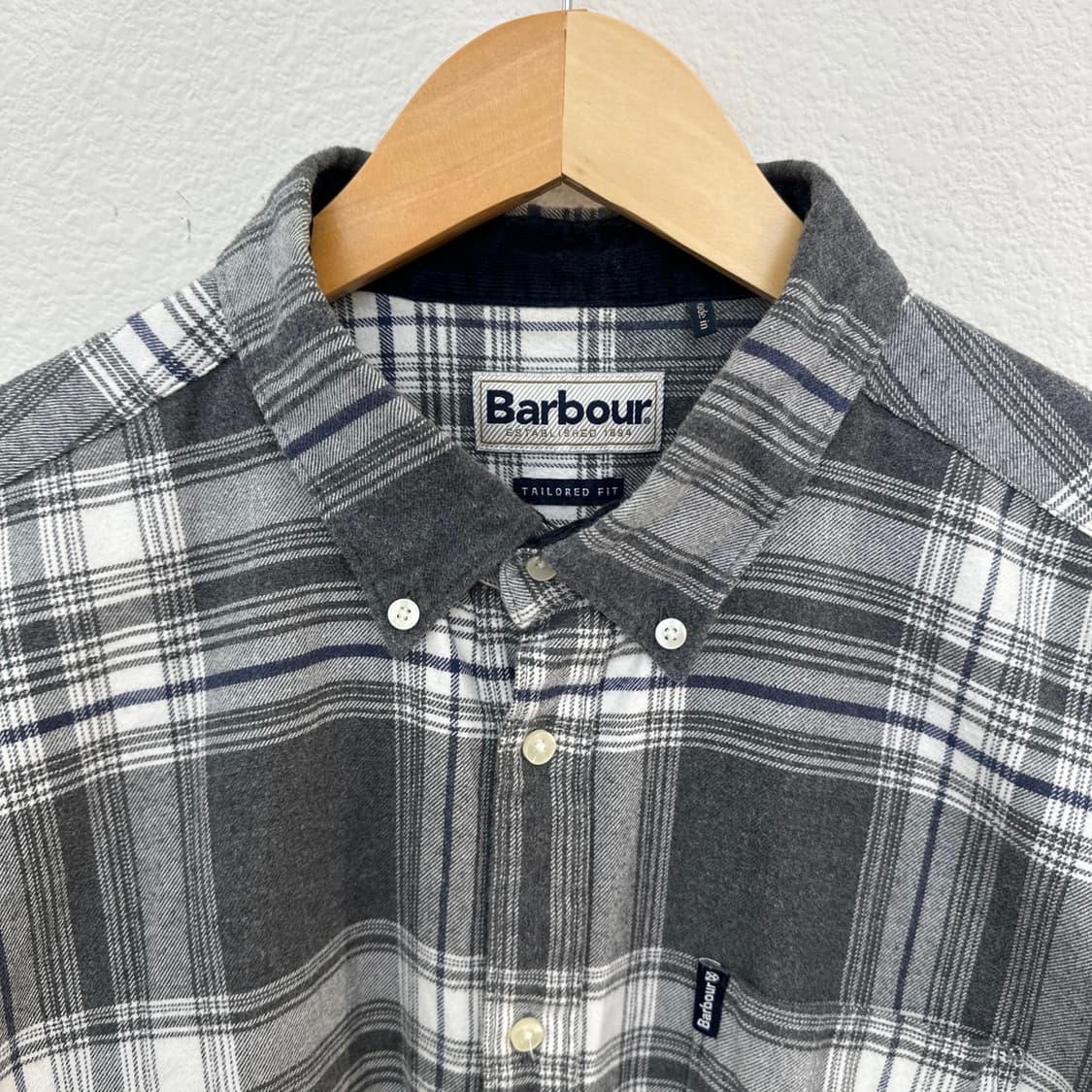 바버 하이랜드 플란넬 셔츠 그레이 체크 L 테일러드 핏 상품이미지4