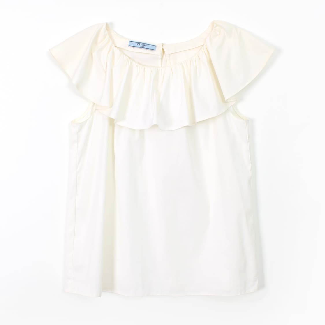 프라다 prada 빈티지 러플 나시 슬리브리스 화이트 블라우스 상품이미지1