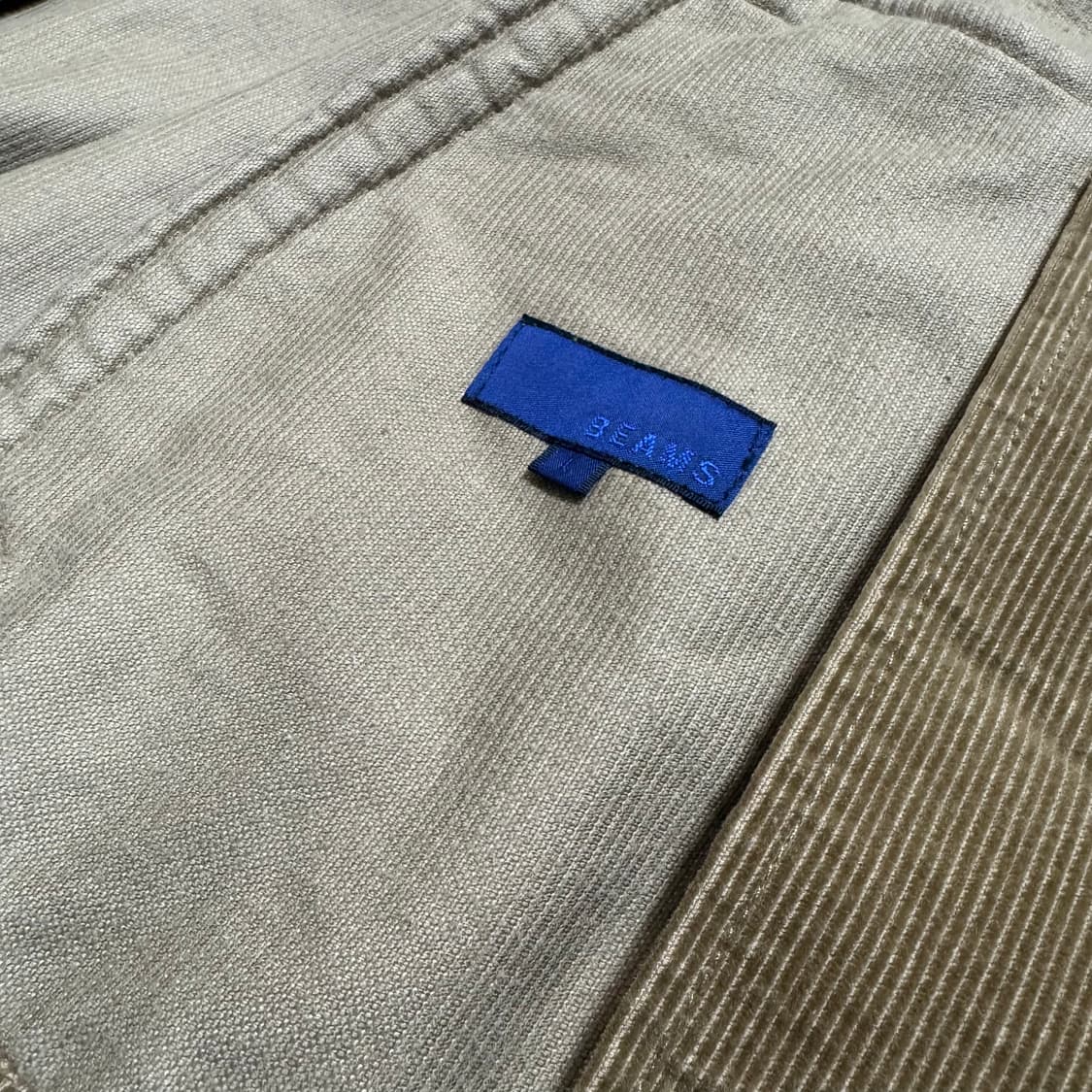 빔즈(OLD BEAMS) 브라운 코튼 코듀로이 하이넥 풀집업 블루종 자켓 상품이미지3