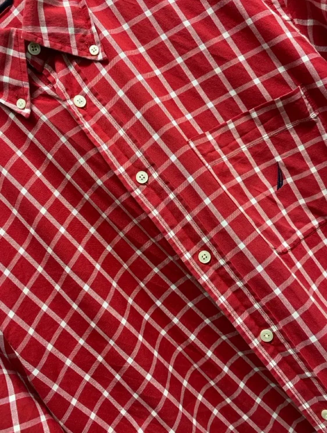 노티카 빈티지 체크 레드 남방 L-XL 상품이미지3