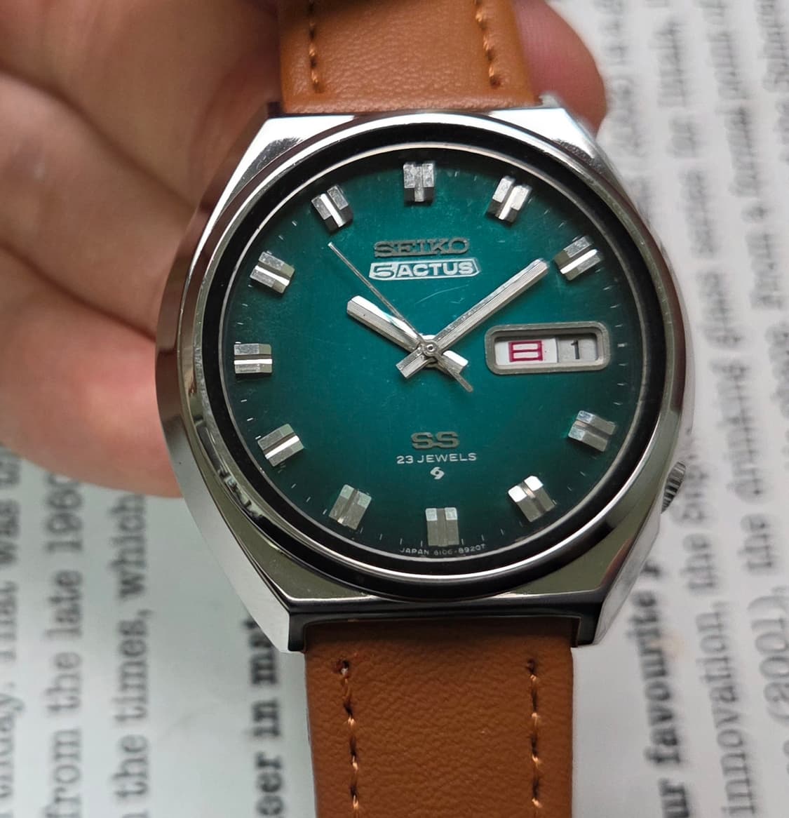 레어] 빈티지 세이코 액투스SS 와이드보이 그린판 한자 데이데이트  상품이미지2
