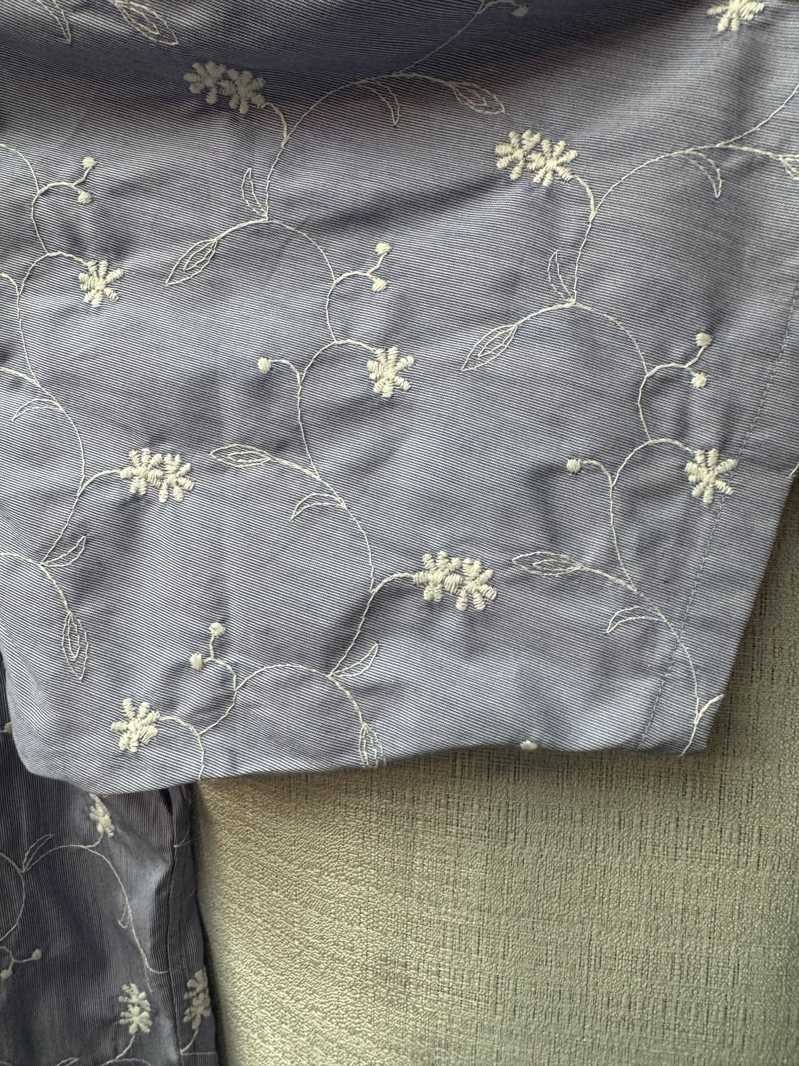 랑방 플라워 자수 반팔 셔츠 XL 상품이미지4