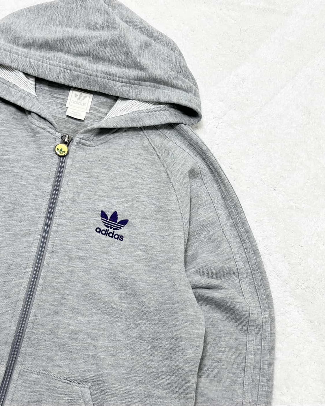 아디다스 퍼플로고 그레이 삼선 후드집업 상품이미지6