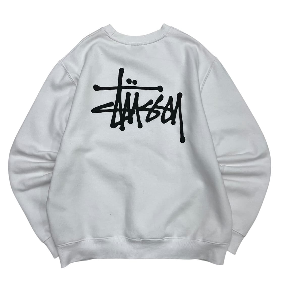 스투시 백로고 화이트 맨투맨 L 상품이미지3