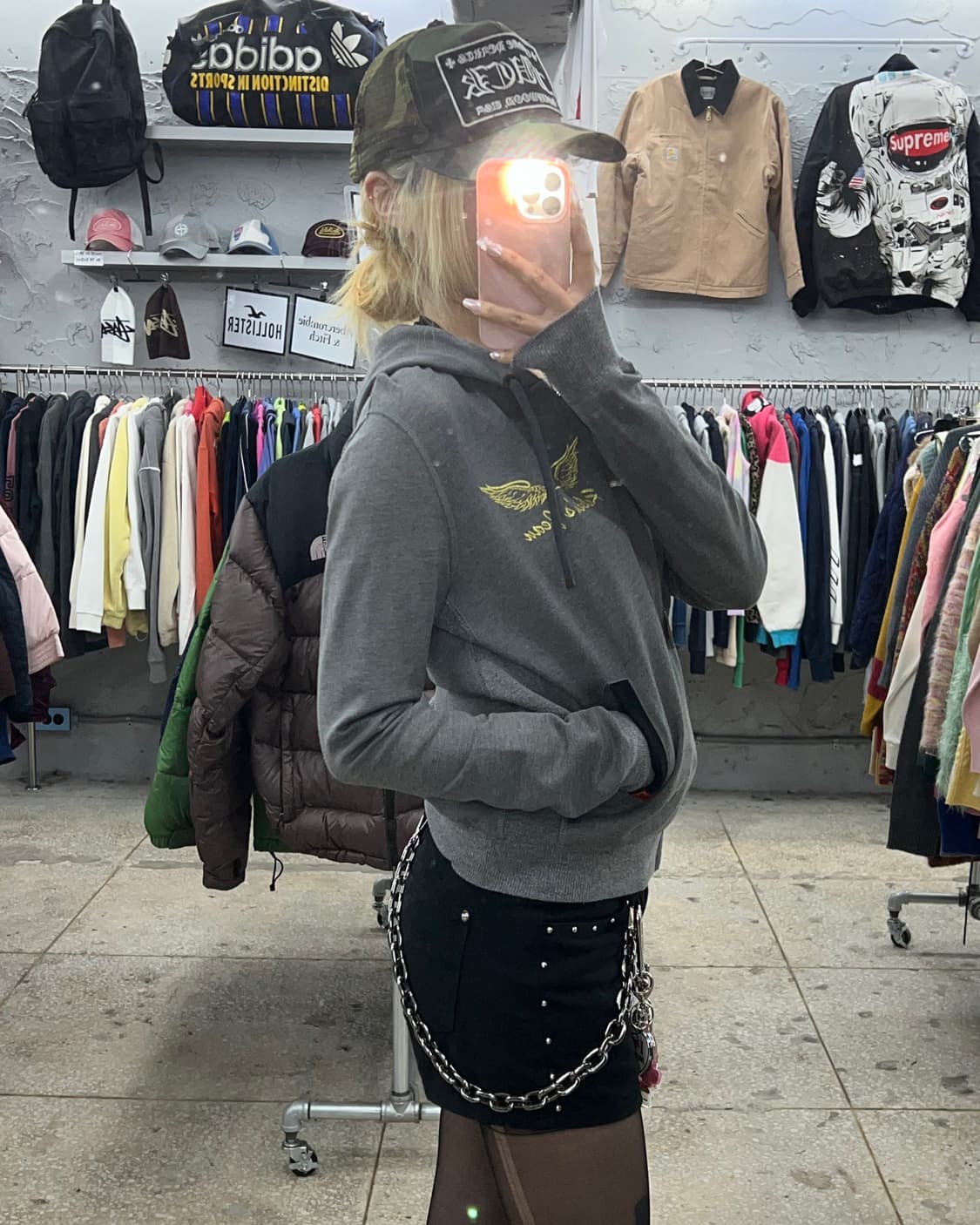 로빈스진 백로고 자수 후드집업 상품이미지5