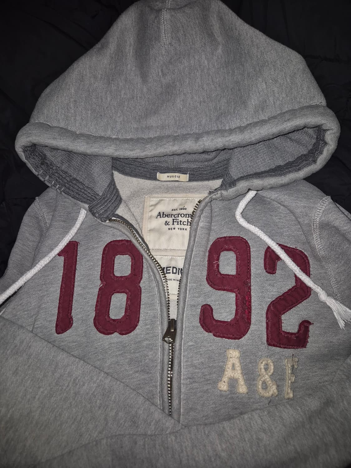 아베크롬비 1892 그레이 머슬핏 후드집업 M 상품이미지2