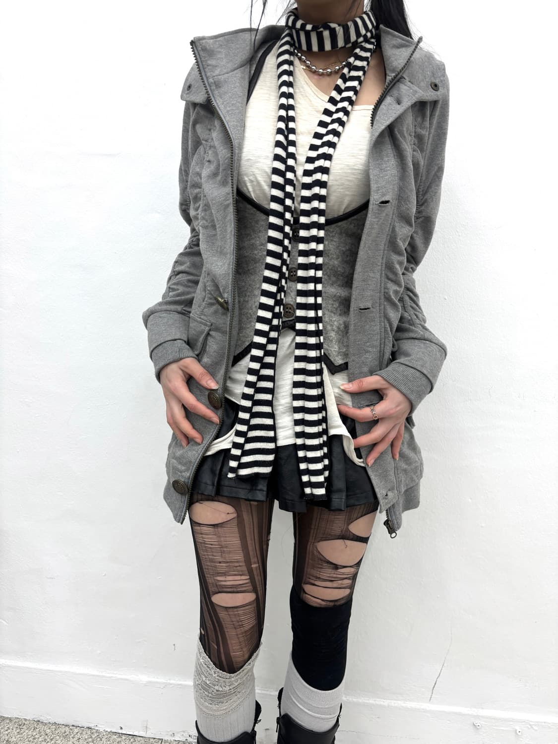 Shirring gray hood jacket    상품이미지1