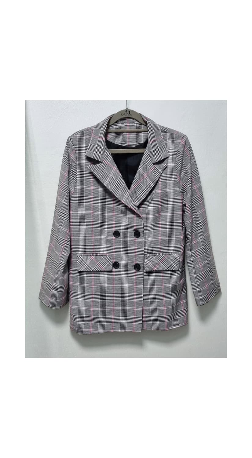 샐리 더블버튼 체크 자켓 상품이미지1