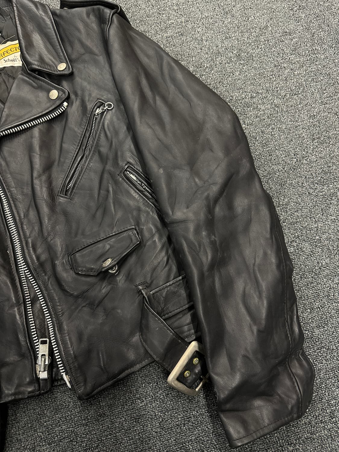90s 쇼트 618 퍼펙토 가죽 라이더자켓 40 상품이미지6