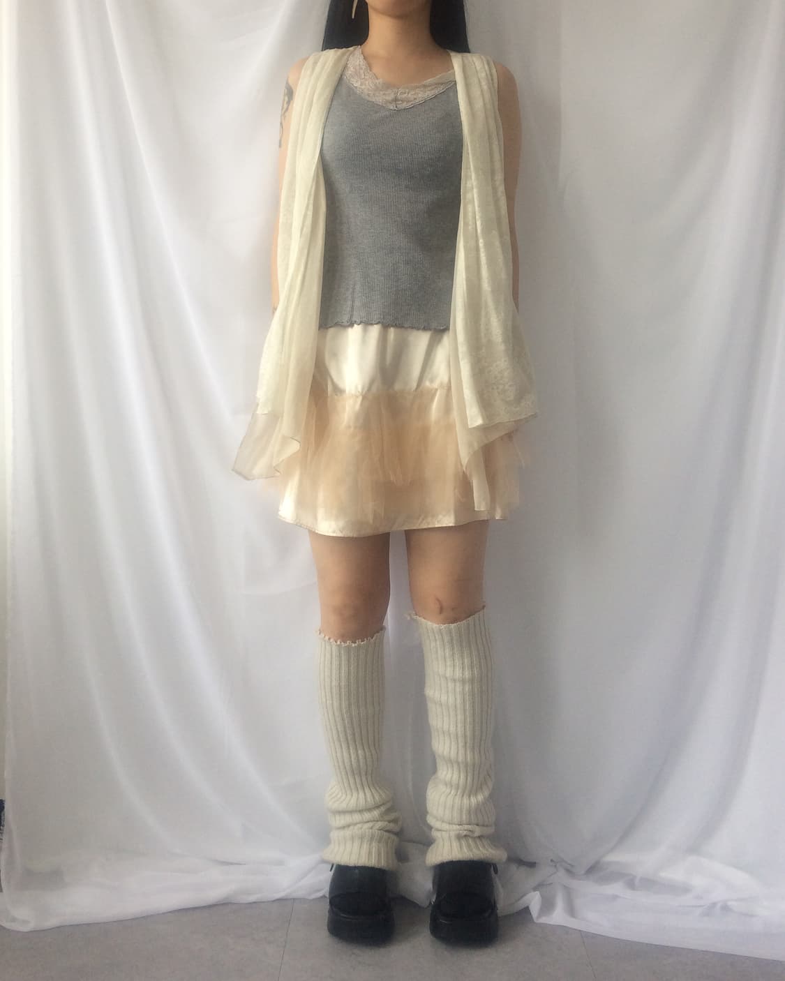 Lace trimming ribbed sleeveless 상품이미지6